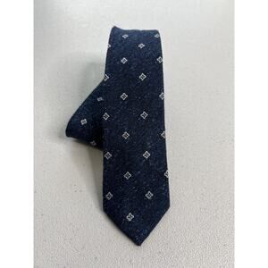 Asole & Bottoni Blue, Gray Flower Pattern Silk/Wool Skinny Tie NWOT